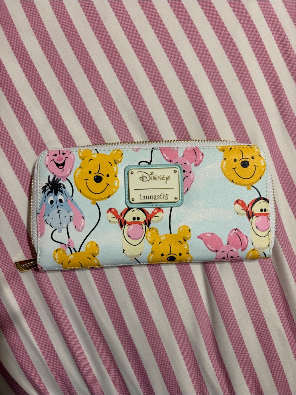 Loungefly Disney Winnie the Pooh Character Balloon Zip Wallet - Pink/Yellow/Blue